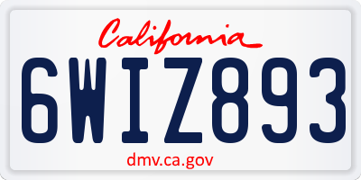 CA license plate 6WIZ893