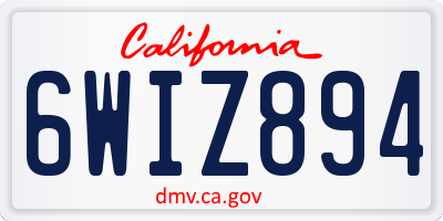 CA license plate 6WIZ894