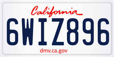 CA license plate 6WIZ896