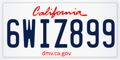 CA license plate 6WIZ899