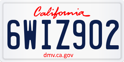 CA license plate 6WIZ902
