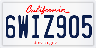 CA license plate 6WIZ905