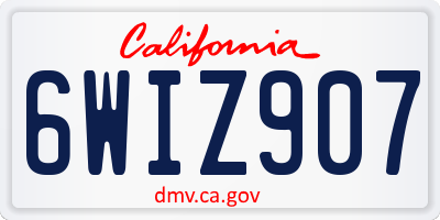CA license plate 6WIZ907