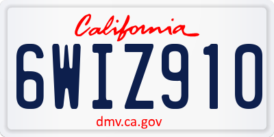 CA license plate 6WIZ910