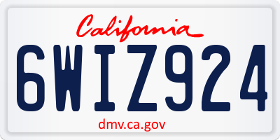CA license plate 6WIZ924