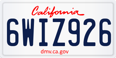 CA license plate 6WIZ926