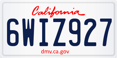 CA license plate 6WIZ927