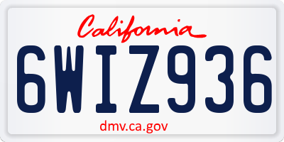CA license plate 6WIZ936