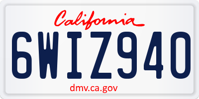 CA license plate 6WIZ940