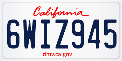CA license plate 6WIZ945