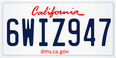 CA license plate 6WIZ947