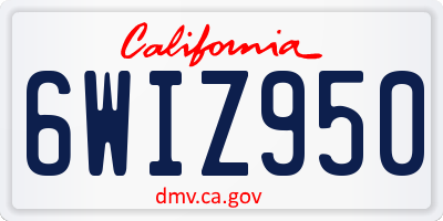 CA license plate 6WIZ950