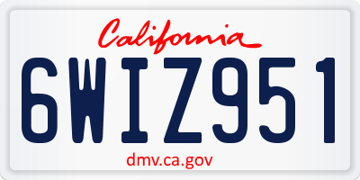 CA license plate 6WIZ951