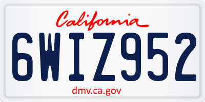 CA license plate 6WIZ952