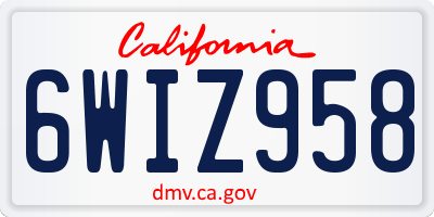 CA license plate 6WIZ958