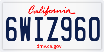CA license plate 6WIZ960