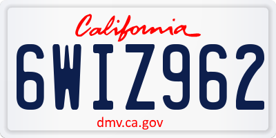 CA license plate 6WIZ962