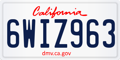 CA license plate 6WIZ963