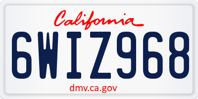 CA license plate 6WIZ968