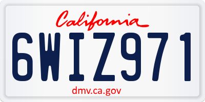 CA license plate 6WIZ971