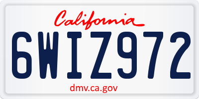 CA license plate 6WIZ972