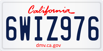 CA license plate 6WIZ976
