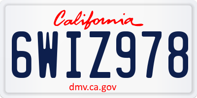 CA license plate 6WIZ978