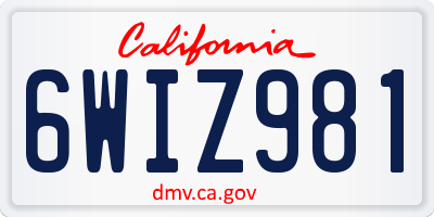 CA license plate 6WIZ981