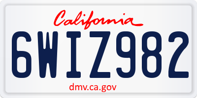 CA license plate 6WIZ982