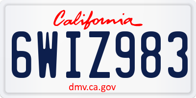 CA license plate 6WIZ983
