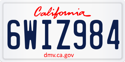 CA license plate 6WIZ984