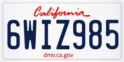 CA license plate 6WIZ985