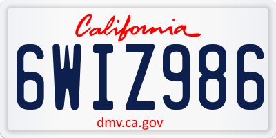 CA license plate 6WIZ986