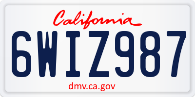 CA license plate 6WIZ987