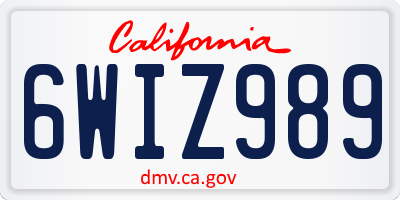 CA license plate 6WIZ989