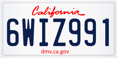 CA license plate 6WIZ991