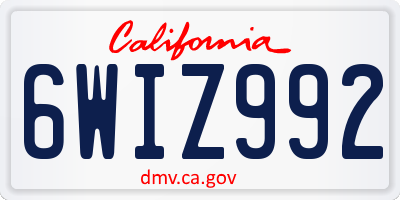 CA license plate 6WIZ992