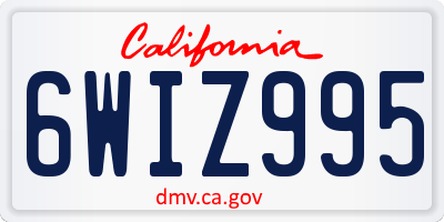 CA license plate 6WIZ995