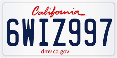 CA license plate 6WIZ997
