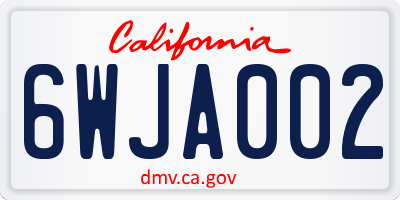 CA license plate 6WJA002