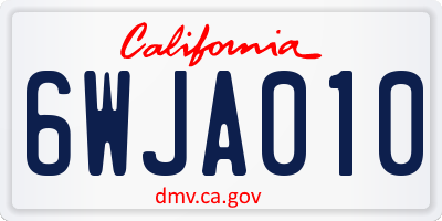 CA license plate 6WJA010