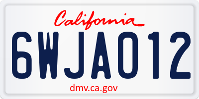 CA license plate 6WJA012