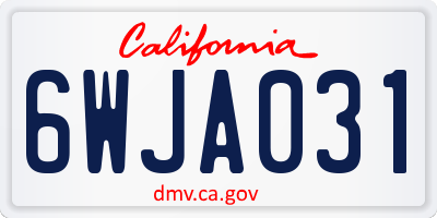 CA license plate 6WJA031