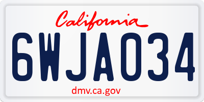CA license plate 6WJA034