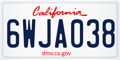 CA license plate 6WJA038