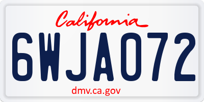 CA license plate 6WJA072