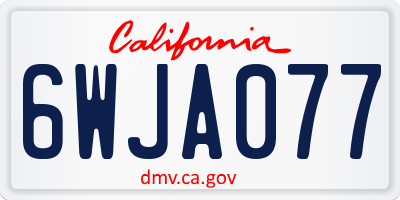 CA license plate 6WJA077