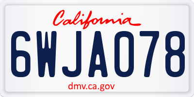 CA license plate 6WJA078