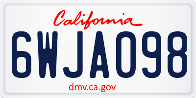 CA license plate 6WJA098
