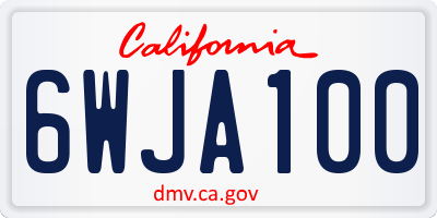 CA license plate 6WJA100